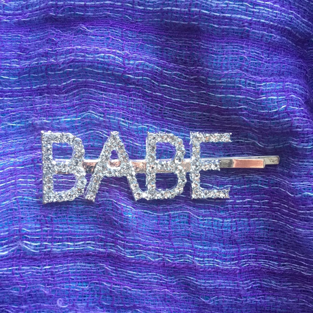 Crystal BABE Hair Bobby Hair Pin Silver Tone